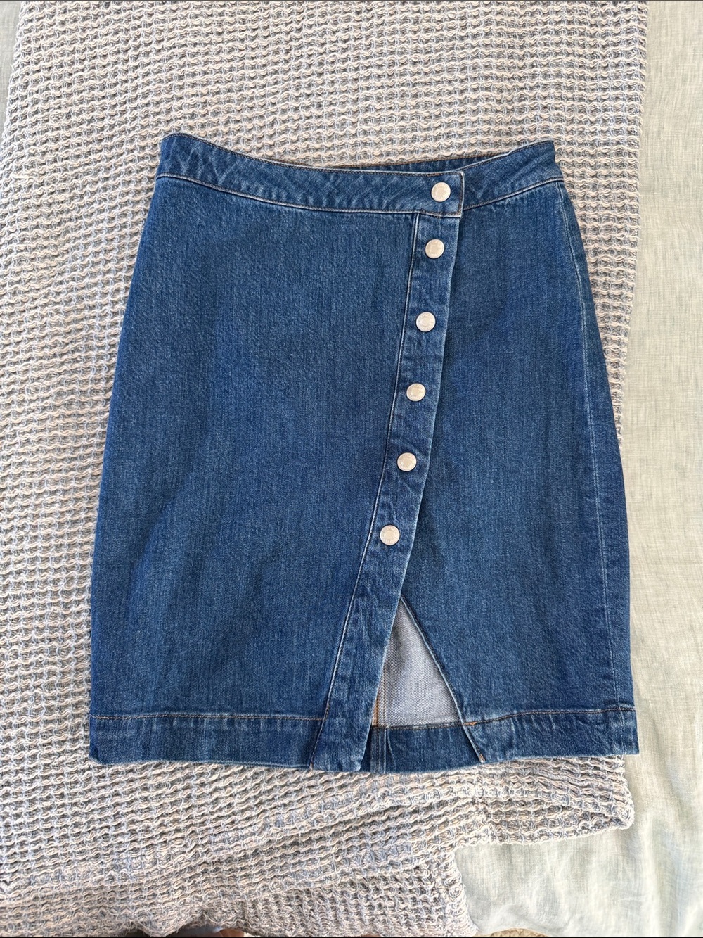 J crew Classic Dark Blue Denim Button-Front Skirt